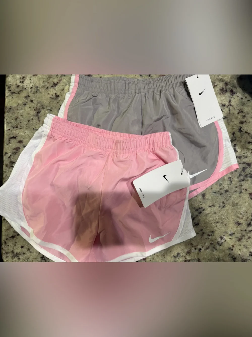 Nike dri fit tempo short bundle of 2 gray and pink sink 6x